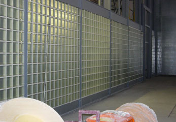 Fire-rated glass block walls Terminal 5 Heathrow