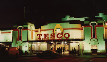 Picture of glass blocks in Tescos A40 old Hoover building
